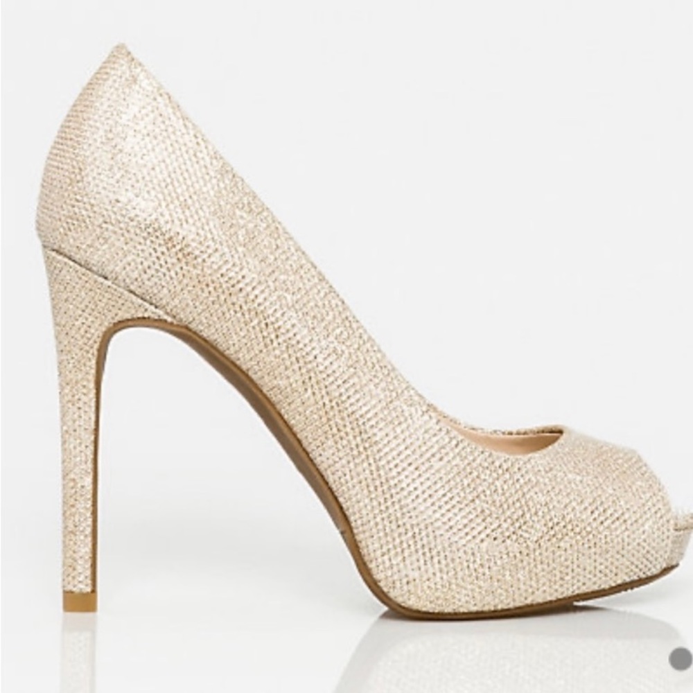 Glitter Mesh Peep Toe Platform Pump